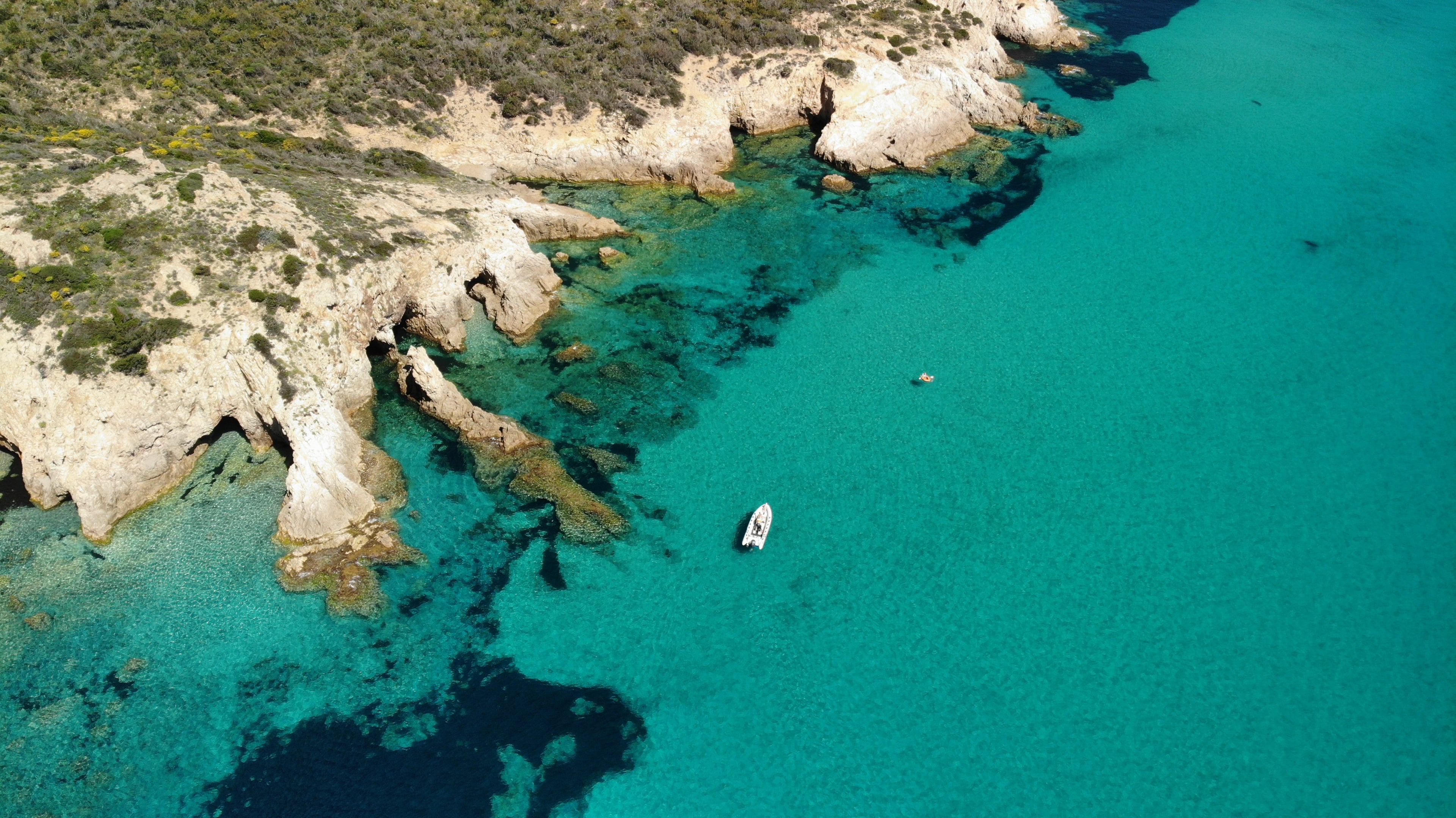 Aerial view of the Sardinian coast near Marina di Perd'e Sali